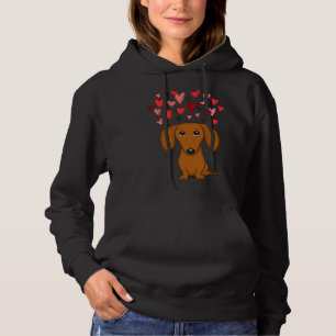 Cute Dachshund With Hearts Hoodie