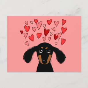 Cute Dachshund with Valentine Hearts Holiday Postcard