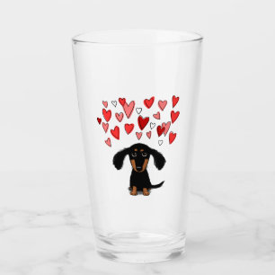 Cute Dachshund with Valentine Hearts Wiener Dog Glass