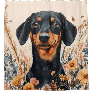 Cute Dachshund with Wildflowers Painting