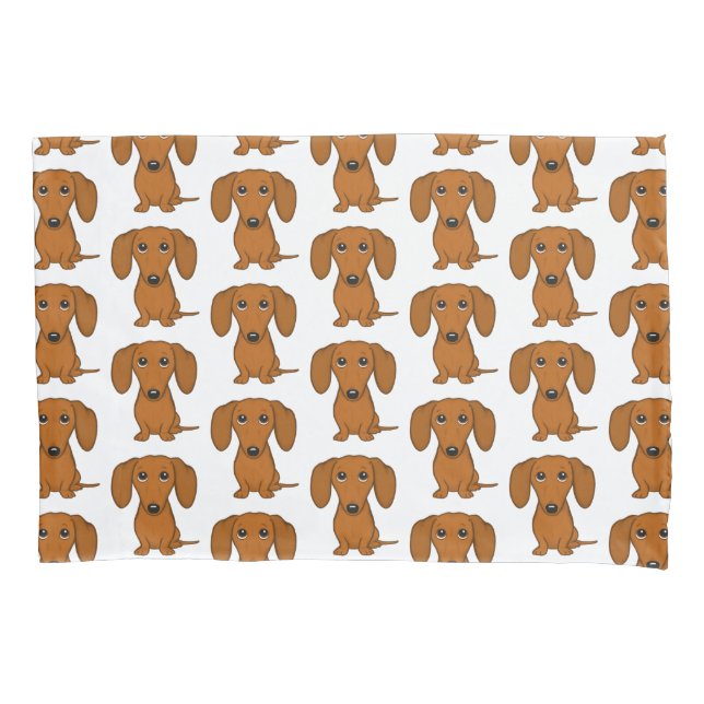 Cute Dachshunds Pattern Pillowcase (Front)