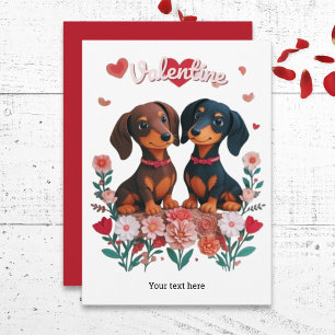 Cute Dachshunds Sausage Dogs Valentine's Day Holiday Card
