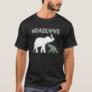 Cute Dad Love Elephant Heart Autism Awareness Mont T-Shirt
