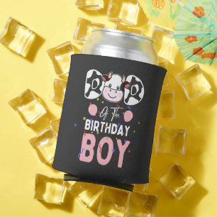 Cute Dad of The Birthday Boy Cow Farm Can Cooler