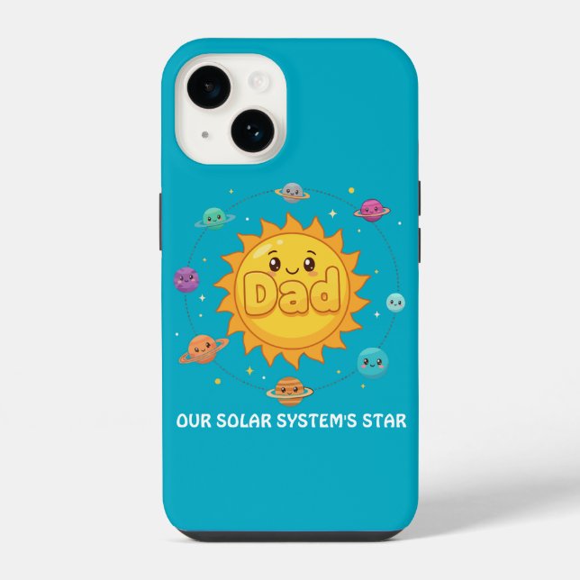 Cute Dad Solar System Star Space Cartoon iPhone Case (Back)