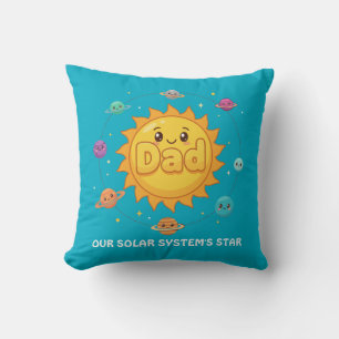 Cute Dad Solar System Star Space Cartoon Throw Pillow
