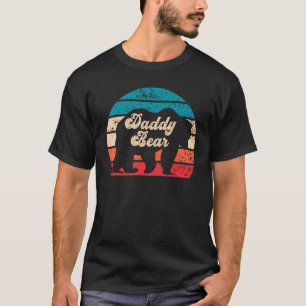 Cute Daddy Bear Sunset Silhouette Fun Dad Retro Fa T-Shirt