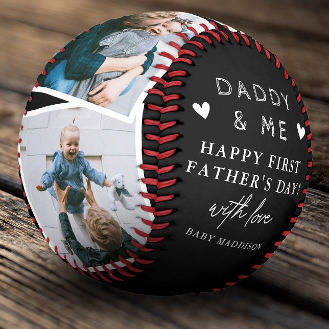 Cute 'Daddy & Me' Photo Collage 1st Father's Day  Baseball (Creator Uploaded)