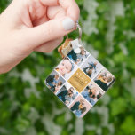 Cute 'Daddy & Me' Photo Collage 1st Father's Day  Keychain<br><div class="desc">Create your own 'Daddy & Me' Keepsake Photo Double-Sided Keychain. Design features 8 trendy insta square pictures of your choice, the cute text 'Daddy & Me' with two little hearts - Happy First Father's Day! a 'with love' in elegant calligraphy script and a the name of whom it's from. A...</div>
