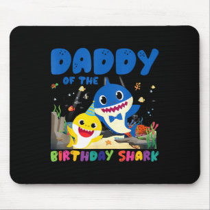 Cute Daddy Of The Birthday Family Shark Boy Girl B Mouse Pad