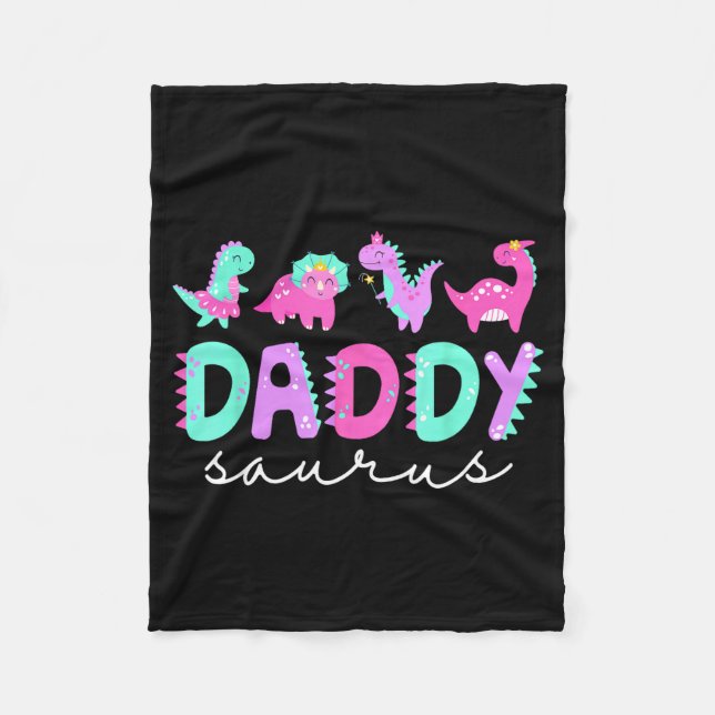 Cute Daddy Saurus Dad Dinosaur Birthday Boy Girl F Fleece Blanket (Front)