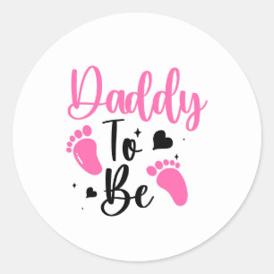 Cute Daddy-to-be word art Classic Round Sticker