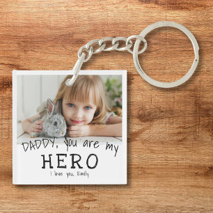 Cute Daddy you are my Hero Father`s Day Photo Keychain