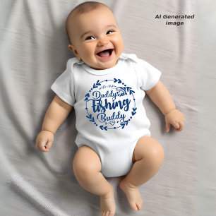 Cute Daddy's Fishing Buddy   Blue Unisex Baby Bodysuit