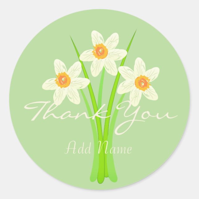 Cute Daffodils Thank You Sticker (Front)