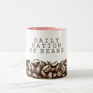 Cute Daily Ration of Beans Coffee Lovers Two-Tone Coffee Mug