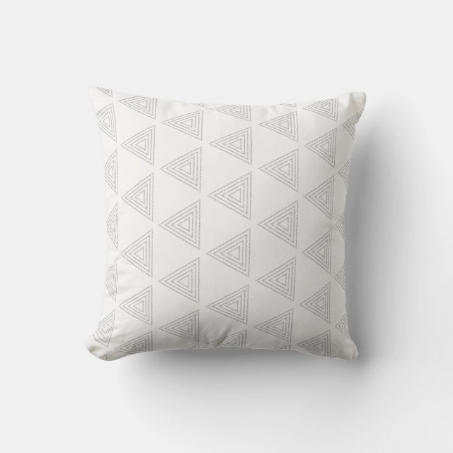 Cute dainty modern art chic white pattern triangle throw pillow (Front)