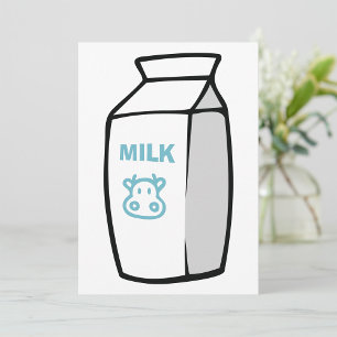 Cute Dairy Cow Cartoon Milk Carton Illustration  Invitation