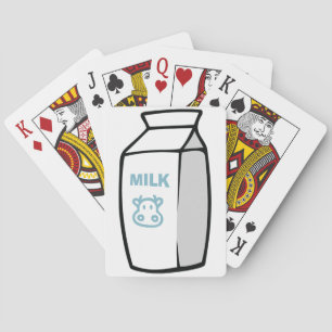 Cute Dairy Cow Cartoon Milk Carton Illustration Playing Cards