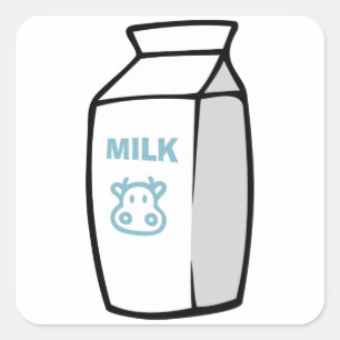 Cute Dairy Cow Cartoon Milk Carton Illustration  Square Sticker