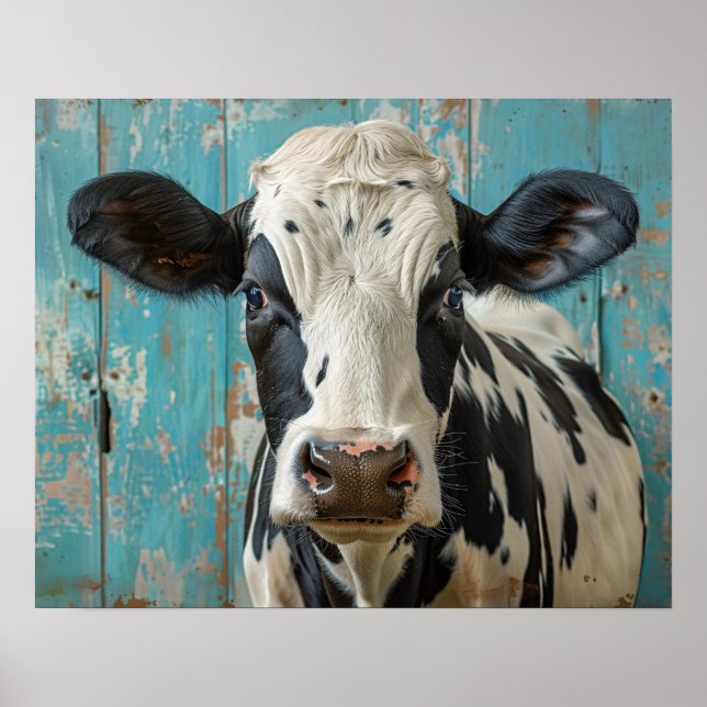 Cute Dairy Cow Farmhouse Painting Poster (Front)