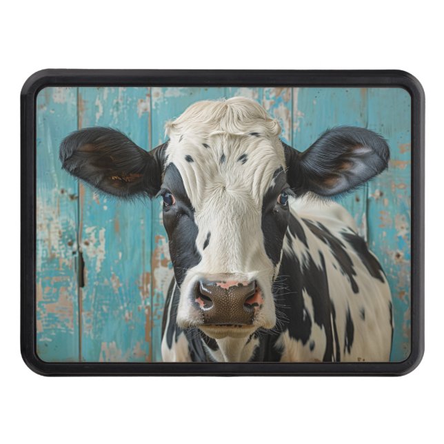 Cute Dairy Cow Farmhouse Painting Trailer Hitch Cover (Front)