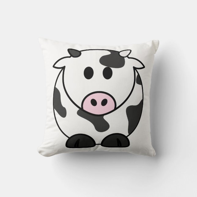 Cute Dairy Cow Throw Pillow (Front)