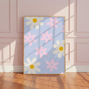 Cute Daisies Girls Nursery Wall Art Print