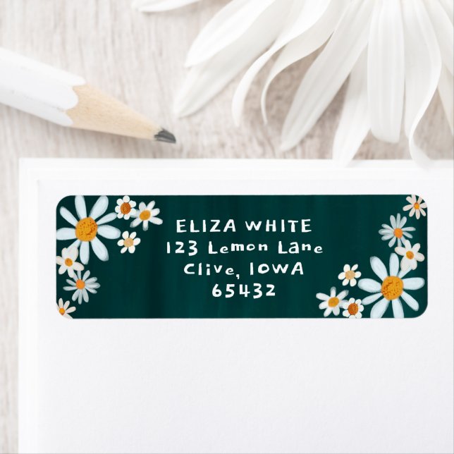 Cute Daisies Gouache Adresse de retour personnalis (En situation)