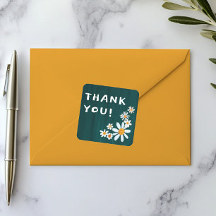 Cute Daisies Gouache Custom Baby Shower THANK YOU Square Sticker