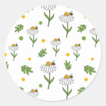 Cute Daisy and Bee Seamless Pattern