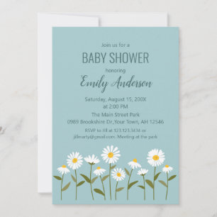 Cute Daisy Baby Shower Invitation in Blue