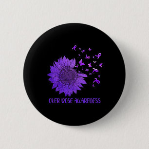Cute Daisy Butterflies Purple Ribbon Overdose Awar 2 Inch Round Button