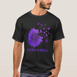 Cute Daisy Butterflies Purple Ribbon Overdose Awar T-Shirt