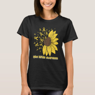 Cute Daisy Butterfly Yellow Ribbon Spina Bifida Aw T-Shirt