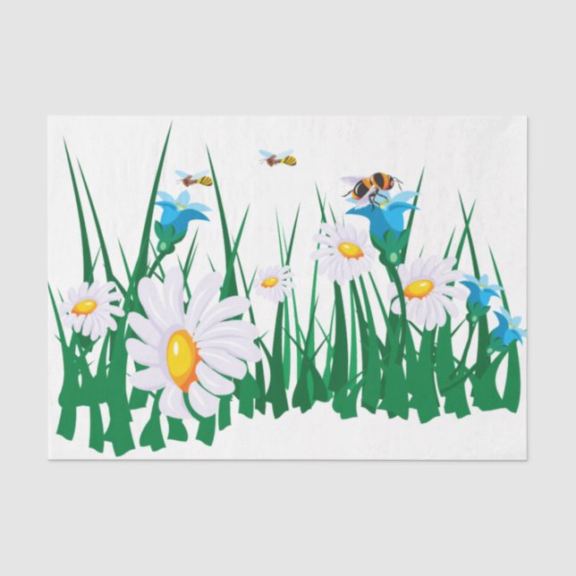 Cute Daisy Field Flowers Decoupage  Tissue Paper (Front)