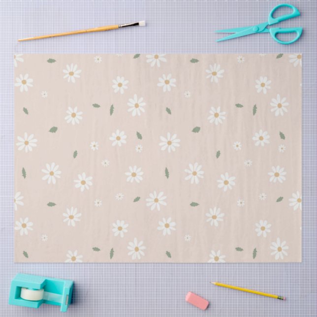 Cute Daisy Floral Blossoms & Greenery Tissue Paper (Craft)