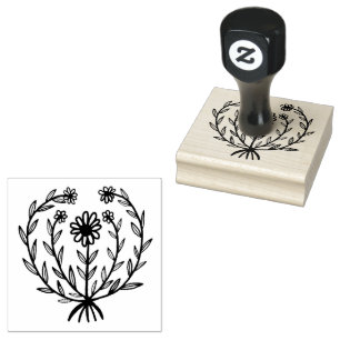 Cute Daisy Floral CUSTOM Add Your Own Text  Rubber Stamp