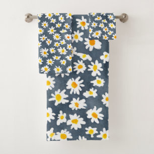 Cute Daisy Flower Botanical pattern school girly Bath Towel Set