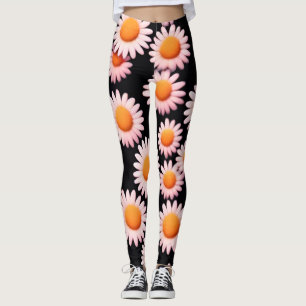 Cute Daisy Flower Botanical pattern school girly Leggings