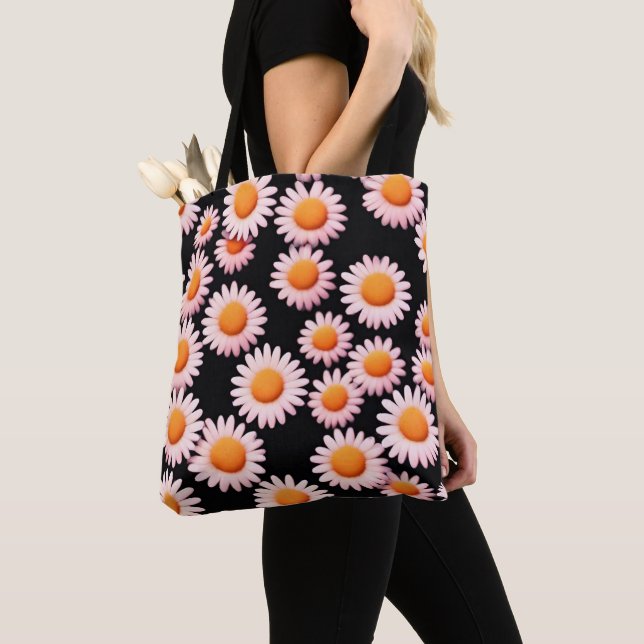 Cute Daisy Flower Botanical pattern school girly Tote Bag (Close Up)