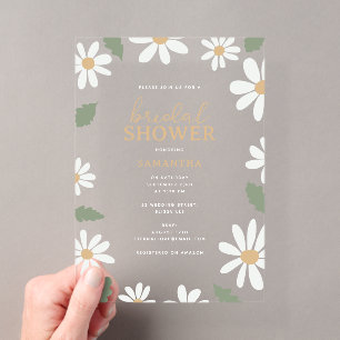 Cute Daisy Flower Bridal Shower Acrylic Invitations