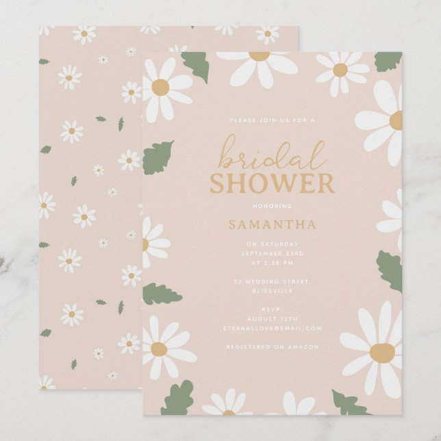 Cute Daisy Flower Bridal Shower Invitation (Front/Back)