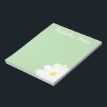 Cute daisy flower design personalized green floral notepad<br><div class="desc">Cute daisy flower personalized name green floral notepads for home,  school,  wedding or office. Classy school and office supplies with personalized name or monogram. Personalizable blank writing paper notepads. Unique gift idea for teachers,  co-worker,  employee,  boss,  women,  girls etc.</div>