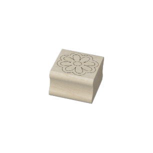 Cute Daisy Flower Drawing Outline Rubber Stamp