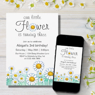 Cute Daisy Flower Fun Floral Birthday Invitation