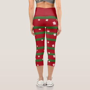 Cute Daisy Flower Merry Christmas Party  Capri Leggings