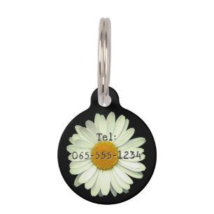 Cute Daisy Flower Name Phone Number Pet ID Tag 
