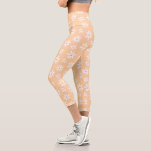 Cute Daisy Flower Pattern Capri Leggings
