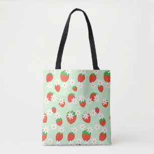 Cute Daisy Flower strawberry Christmas Pattern Tote Bag